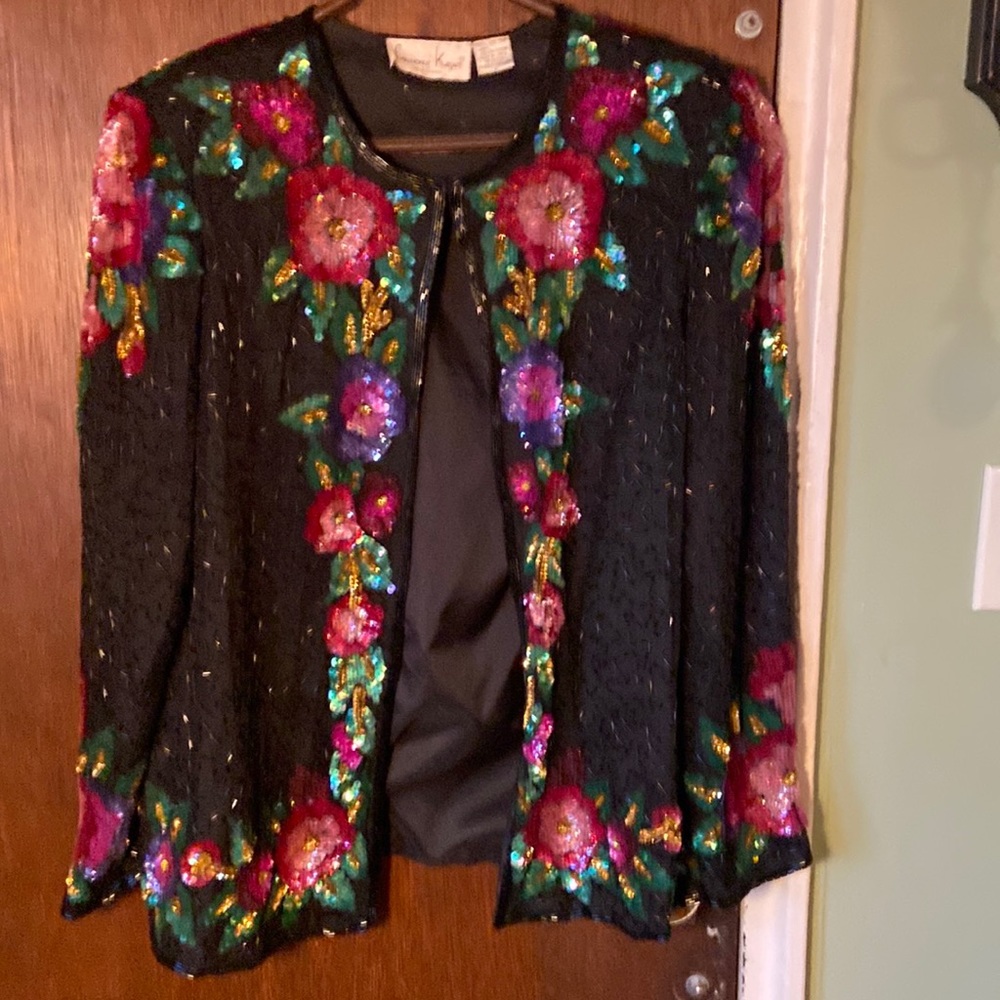 Vintage beaded/sequin, long sleeved, hip length jacket